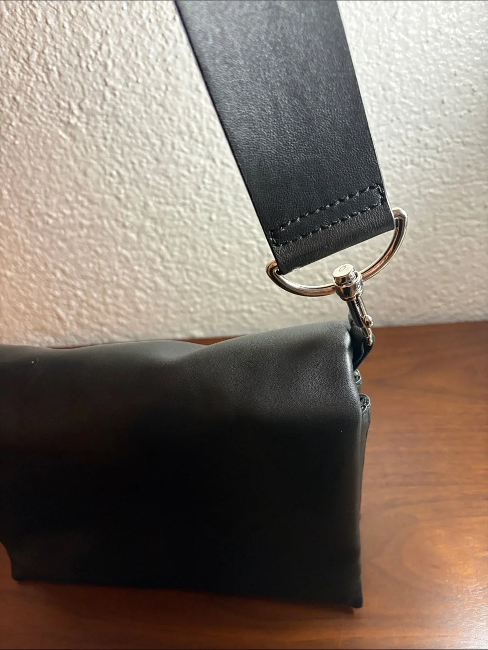 & Other Stories Suede Triple Compartment Crossbody Bag - Black Leather